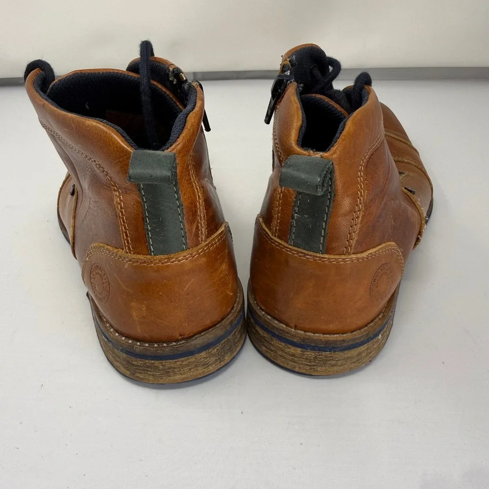 Bullboxer Mens 9 Brown Leather Cap Toe Side Zip Ankle Boots Rugged Casual Dress